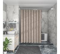 WQHPLMD Bath Shower Curtain Fabric, Polyester Shower Curtains for Bathroom with Hooks Solid Apricot Linen Look, 32x78 inch