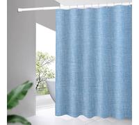 WQHPLMD Bathroom Curtains Polyester Bathtub Shower Curtain with Hooks Linen Look Blue, 32x72 inch