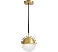 WQHPLMD Brass Chandelier Patterned Glass Hanging Pendant Light Spherical Shade Adjustable Height Suspension Wire Lights G9 Lighting Fixture for Hallway Living Room Dining Room