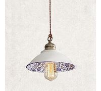 WQHPLMD Ceramic Large Glass Pendant Lamp Blue and White Porcelain Shade Suspended Chandelier E27 1-Light Adjustable Small Ceiling Hanging Light Set Bedroom Luminaire Hotel Restaurant Cafe