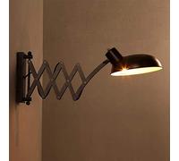 WQHPLMD Classic Rustic Wall Lighting Left/right Rotating Antique E27 Black Rocker Arm Expandable Old-fashioned Wall Lamp Suitable for Bedroom and Living Room Stairs