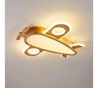 WQHPLMD Creative Cartoon Wooden Aircraft Ceiling Lamp with Acrylic Shade for Boys Bedroom and Living Spaces (66W)