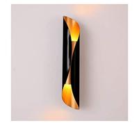 WQHPLMD Curled Shape Wall Lamp Metal Wrought Iron Up and Down LED Wall Light Lampshade Outer Black Inner Gold for House Living Room Bedroom Restaurants Coffee Shop