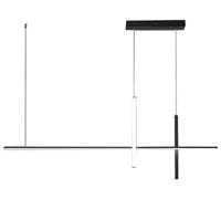 WQHPLMD Dimming LED Linear Chandelier Slender Tube Pendant Lighting Black Metal Iron Nordic White Long Strip Ceiling Hanging Lamp for Dining Room Kitchen Island Restaurant Living Room