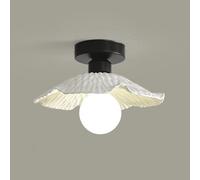 WQHPLMD Glass Flower Exquisite Decoration Ceiling Light Semi Flush Mount Mid Century Hallway Light Fixtures Vintage Gold Nordic Close to Lighting for Kitchen Foyer Porch Entryway