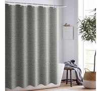 WQHPLMD Gray Grommets, Polyester Shower Curtain with Hooks Linen Look Grey, 32x72 inch