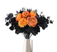 WQHPLMD Halloween Artificial Flowers Pumpkin Bouquet Simulation Black Maple Leaves Flower Fake