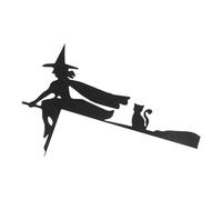 WQHPLMD Halloween Door Corner Witch On Broom Cat Sign Decor Right Angle