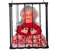 WQHPLMD Hanging Decorations Halloween Animatronics,Sounded Ghosts Women Witches In Cage with Light up Eyes,Screaming Activated Animated Skeleton Decorations for Party Haunted House Yard Lawn