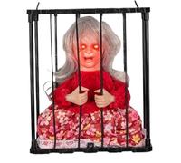 WQHPLMD Hanging Decorations Halloween Animatronics,Sounded Hanging Ghosts Women Witches In Cage with Light up Eyes,Screaming Activated Animated Skeleton for Yard Lawn