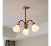 WQHPLMD Hemp Rope Rustic Hanging Pendant Light Farmhouse Wood Ceiling Pendant Lamp American Village Milk Glass Chandelier Light Sputnik Lamp for Living Room Bedroom Dining Room Kitchen
