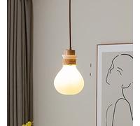 WQHPLMD Hemp Rope Rustic Hanging Pendant Light Farmhouse Wood Ceiling Pendant Lamp American Village Milk Glass Chandelier Light Sputnik Lamp for Living Room Bedroom Dining Room Kitchen