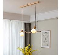 WQHPLMD Hemp Rope Rustic Hanging Pendant Light Farmhouse Wood Ceiling Pendant Lamp American Village Milk Glass Chandelier Light Sputnik Lamp for Living Room Bedroom Dining Room Kitchen