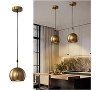 WQHPLMD Industrial Dome Metal Small Pendant Lights Kitchen Island Brushed Gold 3 Lights Cluster Ceiling Hanging Lamp Antique Mid Century Dining Room Chandelier Over Table Farmhouse Bedroom Hallway