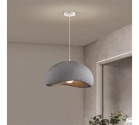 WQHPLMD Industrial Pendant Light Kitchen Island Scandinavian Grey White Dining Room Chandelier Large Concrete Resin Shade Bird Nest Dome Hanging Ceiling Lamp for Bedroom Restaurant Office