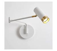 WQHPLMD Industrial Swing Arm Wall Lamp, Wall Mount Reading Light, Adjustable Indoor Wall Sconce, Lighting Fixture with Dimmable for Bedside Bedroom Living Room Corridor