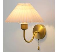 WQHPLMD Light French Wabi-sabi Fabric s 5W with E26/E27 Base Three-Color Dimmable Full Copper Wall Sconces Personality Bedroom Bedside Background Wall Dining Room Wall Light