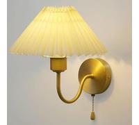 WQHPLMD Light French Wabi-sabi Fabric s 5W with E26/E27 Base Three-Color Dimmable Full Copper Wall Sconces Personality Bedroom Bedside Background Wall Dining Room Wall Light