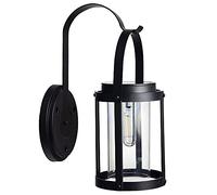 WQHPLMD Light Sconces, Black Cylinder Glass lampshade Outdoor Waterproof Lamp Control Warm White Solar Patio Light for Villa Walled Gardens Dusk to Dawn Exterior Wall Sconc