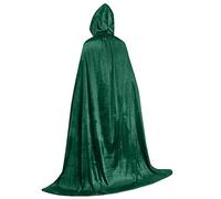 WQHPLMD Masquerade Halloween and Adult Vampire Capes Velvet Fabric Hooded Robes Black Red Cloak Full Length Anime Cosplay,Green,1.5m