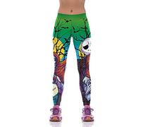 WQHPLMD Masquerade Halloween Yoga Leggings for Women Compression Skinny Stretchy Pencil Tights High Waist 3D Sport Running Gym Workout Fitness Plus Size Pants Ladies Pumpkin,B Zombiebride,L