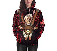 WQHPLMD Masquerade Hoodies Women 3D Print Halloween Pullover Hooded Long Sleeve Men Sweatshirt Couple Unisex Realistic Pattern Autumn Winter,Horror Doll,M