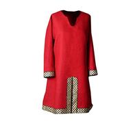 WQHPLMD Masquerade Men Medieval Colorblock Tops V Neck Long Sleeve Pirate Shirt Costume Halloween Cosplay Costume Without Belt,Red a,*L