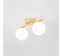 WQHPLMD Mid Century Decoration Home Globe Semi Flush Mount Ceiling Light Fixture White Milk Glass Shade Long Linear Ceiling Lighting Frosted Bubble Ceiling Lamp For Hallway Farmhouse
