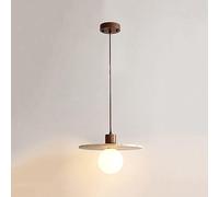 WQHPLMD Mid Century Marble Pendant Light with White Milk Glass Wood Rustic Chandelier Industrial Nordic Natural Stone Hanging Ceiling Lamp for Kitchen Dining Room Bedroom Hallway Farmhouse