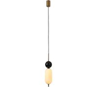 WQHPLMD Mid Century Pendant Light with White Milk Glass Black Gold Marble Globe Hanging Lamp Kitchen Island Metal Rod Ceiling Pendant Lighting Small Chandelier for Bedroom Restaurant Bar