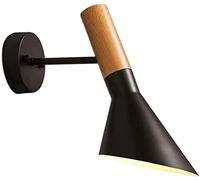 WQHPLMD Minimalist Nordic Bedroom Wall Light Wood Color Iron LED Sconce Warm White Creative Reading Lamp
