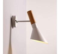 WQHPLMD Minimalist Nordic Bedroom Wall Light Wood Color Iron LED Sconce Warm White Creative Reading Lamp