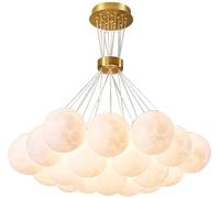 WQHPLMD Moon Planet Earth Chandelier Home Decoration White Milk Pendant Light Pink Cluster Bubble Ceiling Chandelier Dining Room Dimmable LED Hanging Lamp for Living Room Kitchen