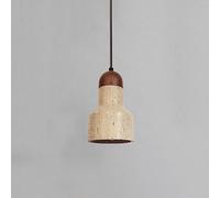 WQHPLMD Natural Stone Pendant Light Cylinder Marble Shade Walnut Wood Hanging Lamp Retro Rustic Ceiling Lighting Gold Nordic Farmhouse Small Chandelier for Kitchen Island Dining Room Restaurant