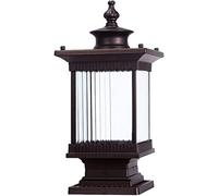 WQHPLMD Outdoor Post Lantern Japanese Square Waterproof Landscape Lighting Post Light Fixture Garden Lights with Pier Mount Base Die-cast Aluminum Outside Fixture with Glass Shade