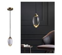 WQHPLMD Oval Crystal Pendant Light Fixture Postmodern Ceiling Hanging Lamp, 6W LED Copper MI-NI Chandelier, Kitchen Island Lighting Fixture,Chandeliers
