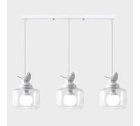 WQHPLMD Resin Bird Hanging Pendant Lamp Clear Glass Hanging Ceiling Lamp 3 Lights Kitchen Island Linear Nordic White Coastal Chandelier Single Long Fixture for Bedroom Dining Room Bar Living Room