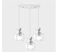 WQHPLMD Resin Bird Hanging Pendant Lamp Clear Glass Hanging Ceiling Lamp 3 Lights Kitchen Island Linear Nordic White Coastal Chandelier Single Long Fixture for Bedroom Dining Room Bar Living Room