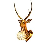 WQHPLMD Resin Deer Head Wall Sconce - Rustic Industrial Style