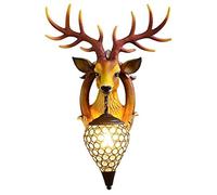 WQHPLMD Retro Deer Head Wall Light, Exquisite Resin Animal Lamp with Crystal Shade for Home Decor
