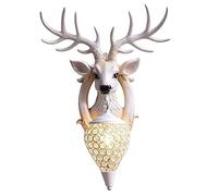 WQHPLMD Retro Deer Head Wall Light, Exquisite Resin Animal Lamp with Crystal Shade for Home Decor