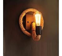 WQHPLMD Retro Hemp Rope Circle Bedroom Wall Light Retro Metal Corridor Wall Sconces Pastoral Bar Counter Club Bedside Bedroom Living Room Interior Entrance Lighting