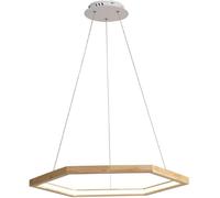 WQHPLMD Round Circle Chandelier LED Integrated with Wood Dimmable 1 Ring Rustic Farmhouse Pendant Light Large Hanging Lamp for Kitchen Island Bedroom Dining Room Table Restaurant Living Room