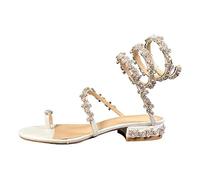 WQHPLMD Spiral Heels for Women Rhinestone Ankle Wrap Sandals Ballroom Stiletto Wedding Shoes Snake Wrap Around Sandals Origin China