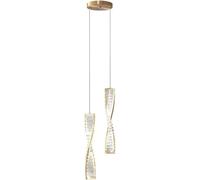 WQHPLMD Spiral Luxury Crystal Pendant Light Gold Dimmable LED Staircase Chandelier Black Ceiling Hanging Lamp For Dining Room Home Decor Bedroom Living Room Suspended Light Fixture
