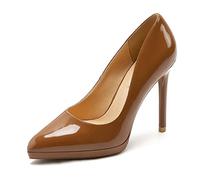 WQHPLMD Stiletto Heels Women's Thick Bottom Patent Leather Slip On High Heel Pointed Toe Shallow Mouth Stiletto Sandals 11CM Heels 1.3CM Sole