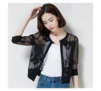 WQHPLMD Summer Half Sleeve Shawl Bomber Jacket Women Sun Protection Shirt Top Tulle Mesh Lace Jacket Cardigan Sheer