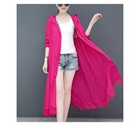 WQHPLMD Summer Women's Long Sun Protection Clothing Lace Stitching Thin Coat Women (Color : D, Size : L)