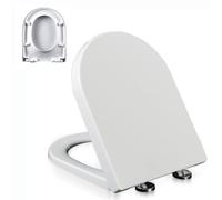 WQHPLMD Toilet Seat with Slow Close Adjustable Hinge, Urea Formaldehyde D-Shaped Toilet Seats, Soft Close Toilet Seat, Quick-Release, Easy to Install Also Easy to Clean, Never Loosen, White,02A