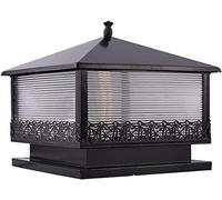WQHPLMD Vintage Black Post Lantern with Mounting Base for Garden and Pathway - Rustproof Outdoor Pole Lamp